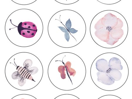 Assorted Watercolor Insects Bugs and Flowers Ladybug Edible Cupcake Topper Images ABPID55546 Online