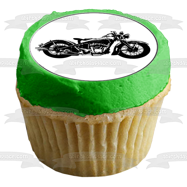 Vintage Motorcycle Silhouettes Edible Cupcake Topper Images ABPID55588 Online