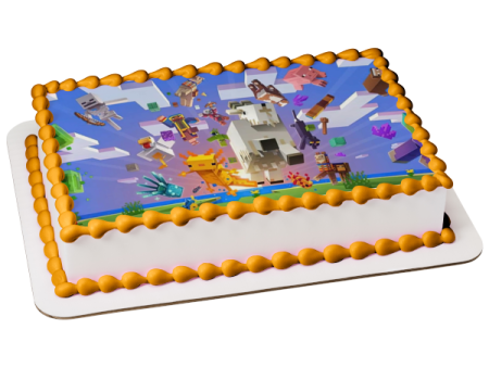 Minecraft Caves & Cliffs Glow Squid Axolotl Goat Edible Cake Topper Image ABPID55480 Discount