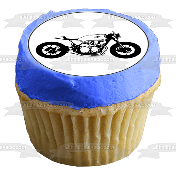 Vintage Motorcycle Silhouettes Edible Cupcake Topper Images ABPID55588 Online