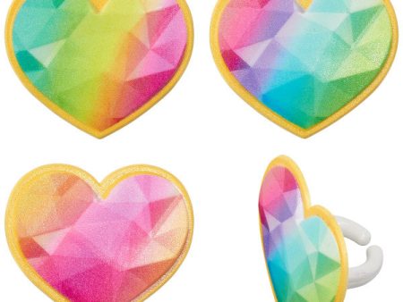 Rainbow Prism Heart Cupcake Rings For Sale