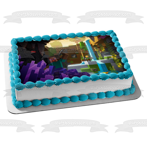 Minecraft Dungeons Steve with Pick Axe Edible Cake Topper Image ABPID55484 Online Hot Sale