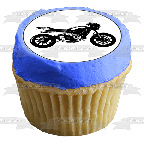 Vintage Motorcycle Silhouettes Edible Cupcake Topper Images ABPID55587 Discount