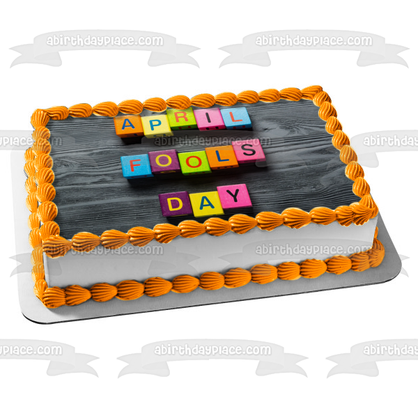 Happy April Fools Day Colorful Blocks Edible Cake Topper Image ABPID55767 Online Sale