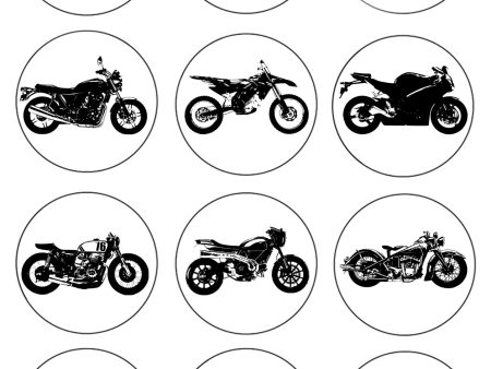 Vintage Motorcycle Silhouettes Edible Cupcake Topper Images ABPID55587 Discount