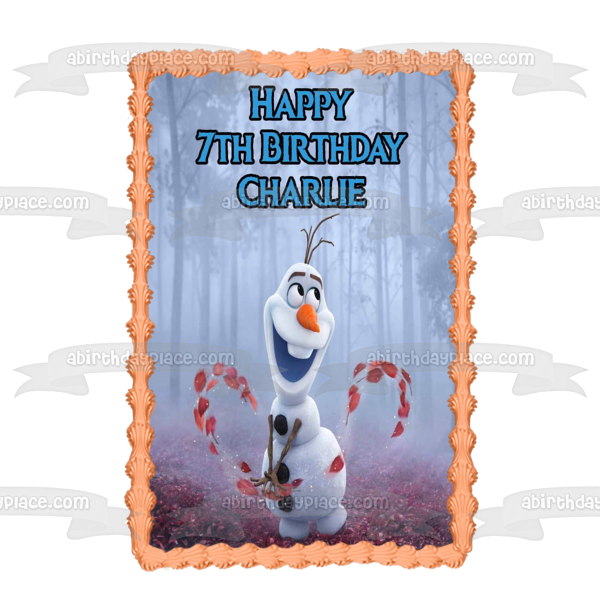 Frozen II Olaf Happy Birthday Personalized Edible Cake Topper Image ABPID50668 Fashion